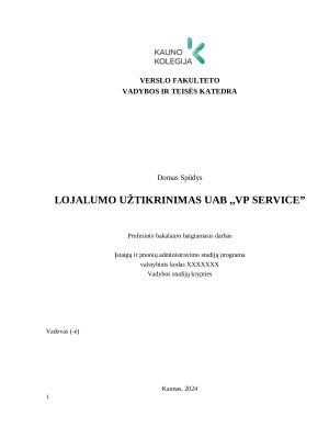 LOJALUMO UŽTIKRINIMAS UAB ,,VP SERVICE”