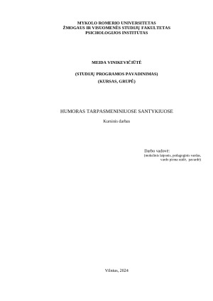 HUMORAS TARPASMENINIUOSE SANTYKIUOSE