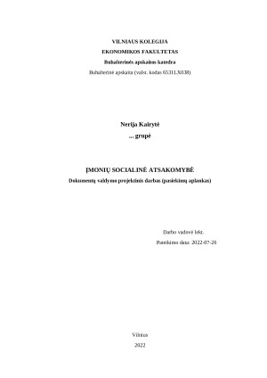 ĮMONIŲ SOCIALINĖ ATSAKOMYBĖ