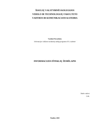 INFORMACIJO IŠTEKLIŲ ŽEMĖLAPIS.. Paveikslėlis 1