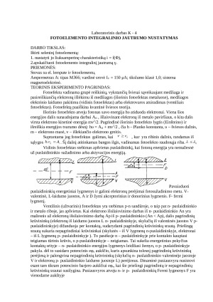 Fotoelemento integralinio jautrumo nustatymas