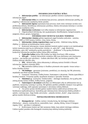 INFORMACIJOS IEŠKA. KONSPEKTAS