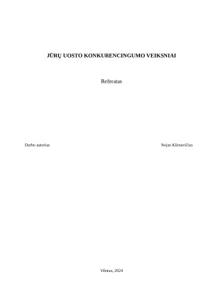 JŪRŲ UOSTO KONKURENCINGUMO VEIKSNIAI. Paveikslėlis 1
