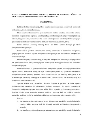 KINEZITERAPIJOS POVEIKIS PACIENTŲ FIZINEI IR PSICHINEI BŪKLEI PO SKIRTINGŲ KLUBO ENDOPROTEZAVIMO OPERACIJŲ. Paveikslėlis 4