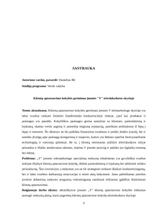 KLIENTŲ APTARNAVIMO KOKYBĖS GERINIMAS ĮMONĖS "Y" TELERINKODAROS SKYRIUJE. Paveikslėlis 7