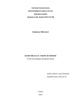 KOMUNIKACIJA: VIDINĖ IR IŠORINĖ. Paveikslėlis 1