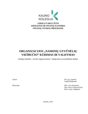 ORGANIZACIJOS ,,NAMINIŲ GYVŪNĖLIŲ VIEŠBUČIO” KŪRIMAS IR VALDYMAS