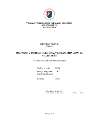 ORO UOSTŲ INFRASTRUKTŪRA, VEIKLOS PRINCIPAI IR GALIMYBĖS