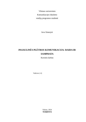PASAULINĖS PLĖTROS KOMUNIKACIJA: RAIDA IR SAMPRATA