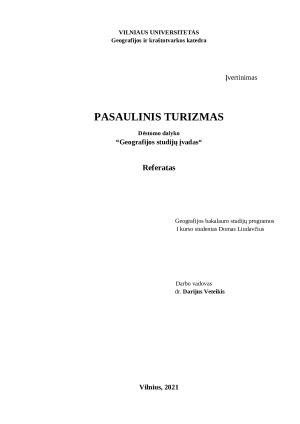 PASAULINIS TURIZMAS. Paveikslėlis 1