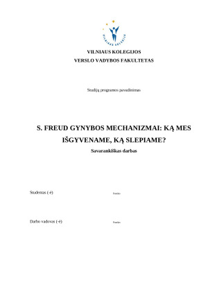 S. FREUD GYNYBOS MECHANIZMAI. Paveikslėlis 1