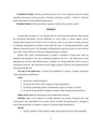 TEMPERATŪRINIŲ KROVINIŲ PERVEŽIMO OPTIMIZAVIMAS LOGISTIKOS ĮMONĖJE. Paveikslėlis 5