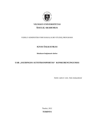 UAB „SAUDINGOS AUTOTRANSPORTAS“  KONKURENCINGUMAS