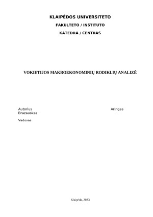 Vokietijos makroekonominių rodiklių analizė