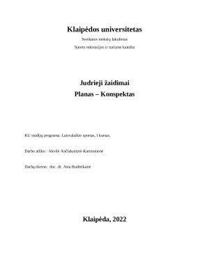 Judriųjų žaidimų pamokos planas – konspektas