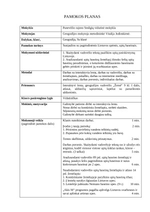 Pamokos planas Lietuvos upės ir baseinai. Paveikslėlis 1