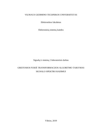 Greitosios Furjė transformacijos algoritmo taikymas signalo spektro radimui. Paveikslėlis 1