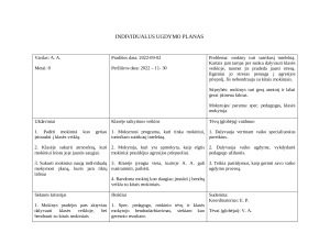 Individualus ugdymo planas Vaikų įsitraukimas į pamokas