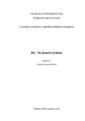 He - Ne lazerio tyrimas