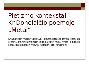 Pietizmo kontekstai Kr. Donelaičio poemoje„Metai“