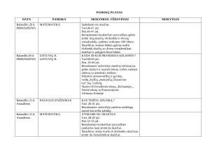Savaitės pamokų planas pirmokams