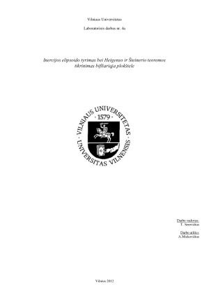 Inercijos elipsoido tyrimas bei Heigenso ir Šteinerio teoremos tikrinimas bifliariąja plokštele. Paveikslėlis 1