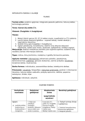 Lietuvių kalbos ir technologijų integruotos pamokos planas: Ž ir z garsai