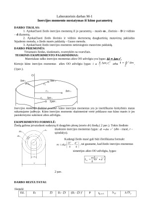 Inercijos momento nustatymas iš kūno parametrų