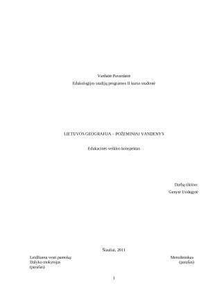 Lietuvos geografija – požeminiai vandenys: Pamokos planas