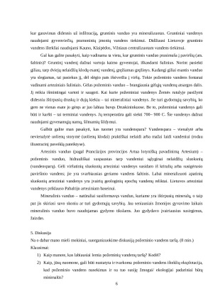 Lietuvos geografija – požeminiai vandenys: Pamokos planas. Paveikslėlis 6