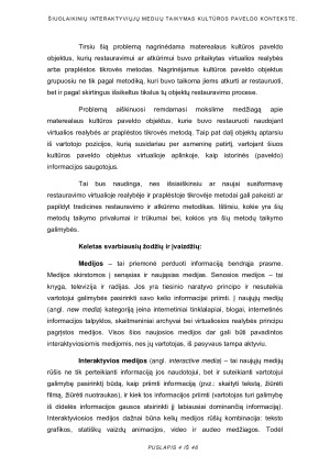 ŠIUOLAIKINIŲ INTERAKTYVIŲJŲ MEDIJŲ TAIKYMAS KULTŪROS PAVELDO KONTEKSTE. Paveikslėlis 5