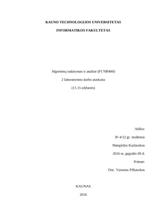 Algoritmų sudarymas ir analizė. 2 laboratorinis darbas