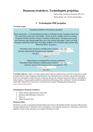 Duomenų struktūros. Technologinis projektas.