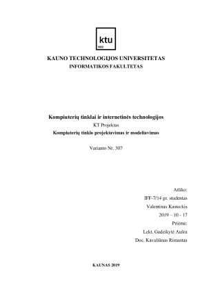 Kompiuterių tinklo projektavimas ir modeliavimas. Projektas