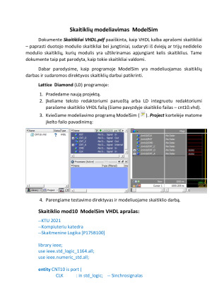 Skaitiklių modeliavimas ModelSim