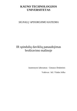 IR spindulių daviklių panaudojimas broširavimo mašinoje