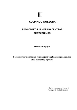 Darnaus vystymosi tikslai, reguliuojantys aplinkosauginį, socialinį arba ekonominį aspektus. Paveikslėlis 1