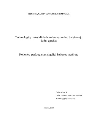 Kelionės  paslauga savaitgaliui kelionės maršrutu. Paveikslėlis 1