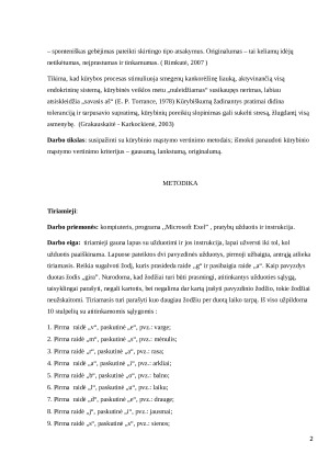 Kūrybinio mąstymo užduoties analizė. Praktinis darbas. Paveikslėlis 2