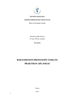 Maisto technologijos baigiamosios praktikos ataskaita