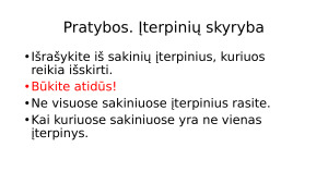 Įterptiniai. Užduotys