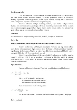 Kietojo kuro peleningumo nustatymas. Paveikslėlis 2