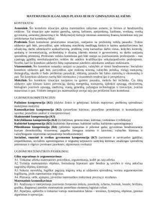 MATEMATIKOS ILGALAIKIS PLANAS III IR IV GIMNAZIJOS KLASĖMS (11 - 12 kl) 2025m