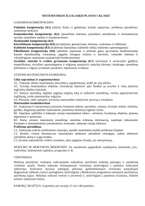 MATEMATIKOS ILGALAIKIS PLANAS 5 KLASEI 2025m