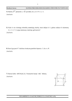 Matematikos brandos egzamino užduotis bendrasis kursas 2023. Paveikslėlis 3
