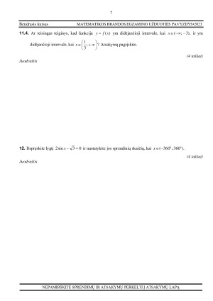 Matematikos brandos egzamino užduotis bendrasis kursas 2023. Paveikslėlis 7