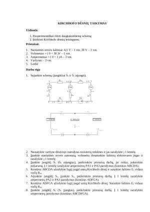 Kirchhofo dėsnių taikymas