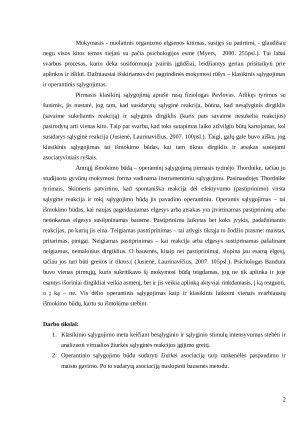 Klasikinio ir operantinio sąlygojimų pritaikymas. Paveikslėlis 2