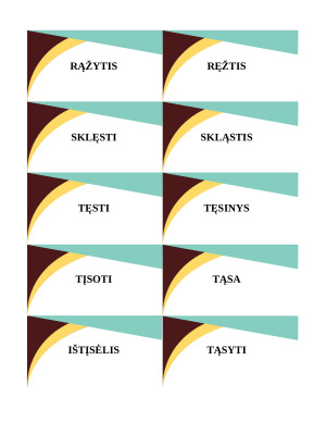 Nosinių raidžių rašybos šaknyje kortelės mokantis rašybos 5-6 kl. Mokomoji medž. Paveikslėlis 7