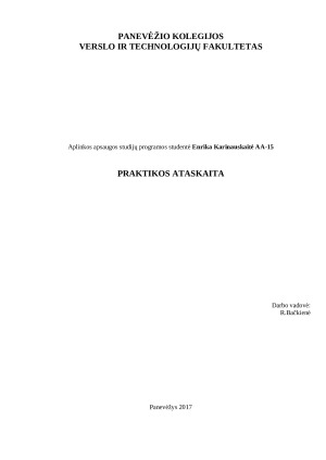 Praktikos ataskaita. UAB „Aukštaitijos vandenys“